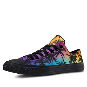 Vintage Color Palm Tree Black low-top sneakers