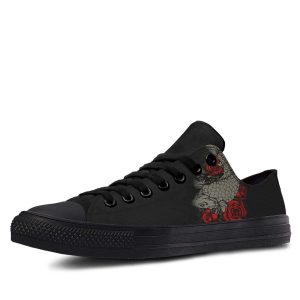 Vintage Fish Tattoo Black low-top sneakers