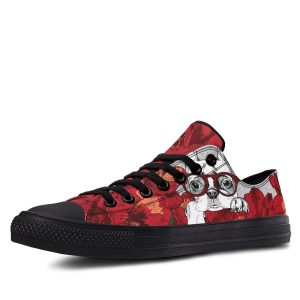 Dog with Red Flower Pattern low-top sneakers