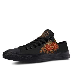 Gold Rose Mandala Black low-top sneakers