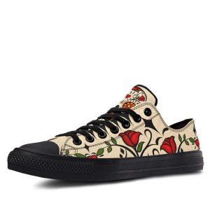 Mexican Skull and Rose Art low-top sneakers