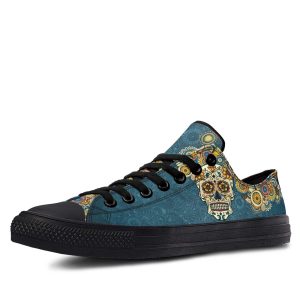 Mexican Skull Black low-top sneakers