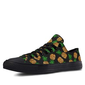 Cute Pineapple Pattern Black low-top sneakers