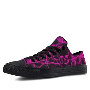 Pink Lighting Skull Black low-top sneakers