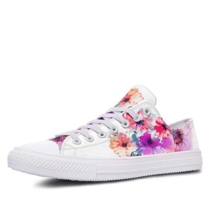 Colorwater Flower Pattern White low-top sneakers