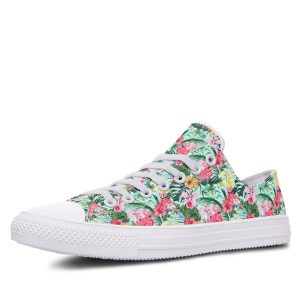 Tropical Pattern White low-top sneakers