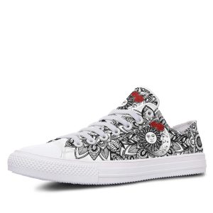 Mandala Sun and Moon Pattern White low-top sneakers