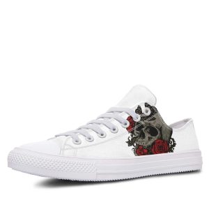 Skull Bone and Rose White low-top sneakers