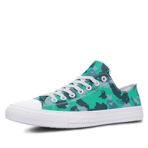 Green Urban Camo Pattern White low-top sneakers