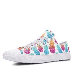 Colorful Pineapple Pattern White low-top sneakers