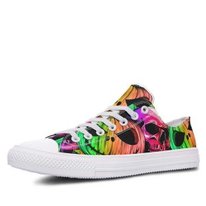 Halloween Skull and Pumpkin White low-top sneakers