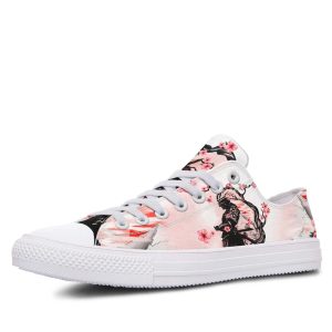 Japanese Style Art Sakura Flower White low-top sneakers