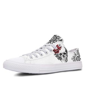 Skull Tattoo With Mandala White low-top sneakers