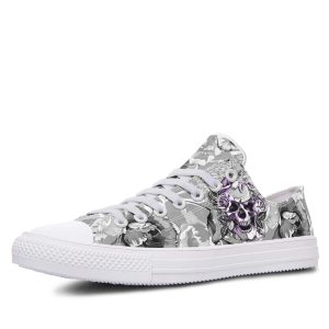 High Detail Black and White Skull White low-top sneakers